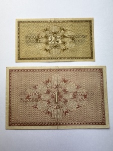 Set bancnote Finlanda 1918 – 25 Penniä & 1 Markka – Primele emisiuni după independența de Rusia - Img 2