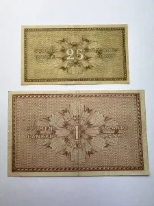 Set bancnote Finlanda 1918 – 25 Penniä & 1 Markka – Primele emisiuni după independența de Rusia - Img 2