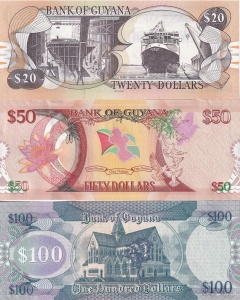 Set Bancnote - Guyana - 20/50/100 Dollars 2016-2022 - Img 2