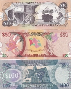 Set Bancnote - Guyana - 20/50/100 Dollars 2016-2022 - Img 2