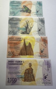 Set Bancnote - Madagascar - 100/200/500/1000 Ariary 2017+