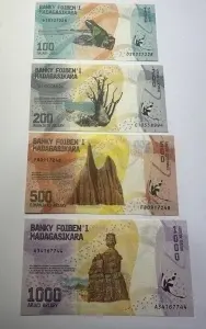 Set Bancnote - Madagascar - 100/200/500/1000 Ariary 2017+