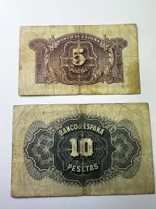 Set Bancnote - Spania - 5/10 Pesetas 1935 - Certificado de Plata - Img 2