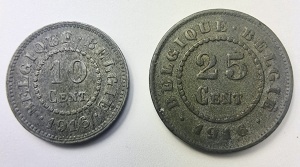 Set Monede Belgia - Ocupatie Germana - 10/25 Cents 1916