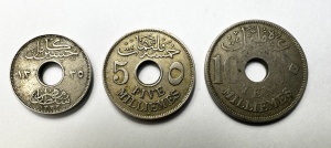 Set Monede Egipt - Hussein Kamel - 2/5/10 Millimes 1917 - Img 2