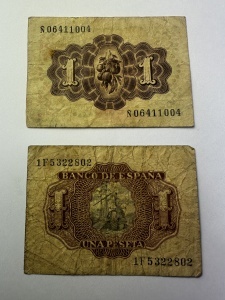 Spania - 2 x 1 Pesetas 1951 si 1953 - Img 2