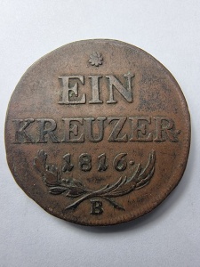 1 Kreuzer 1816 B – Împărat Franz I al Austriei – Imperiul Austriac