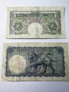 1 Pound 1955 & 5 Pounds 1957 - Bank of England - Regina Elisabetha - Img 2