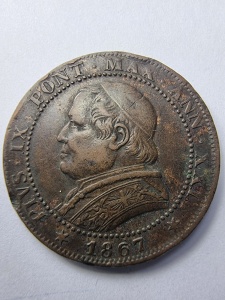1 Soldo 1867 – Statul Papal / Papa Pius al IX-lea - Img 1