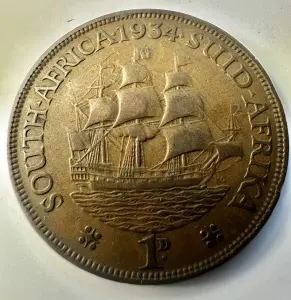 AFRICA DE SUD - DOMINION BRITANIC - GEORGE V - ONE PENNY 1936
