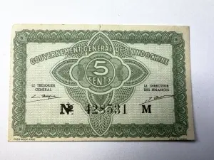 Bancnota Coloniala - Indochina Franceză - 5 Cents ( 1942-1945 )