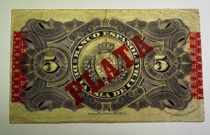 Bancnotă Istorică de 5 Pesos – Cuba, 15 Mai 1896 - Img 2