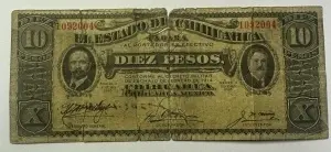 Bancnota Istorica - Mexic – El Estado de Chihuahua, 10 Pesos, 1914