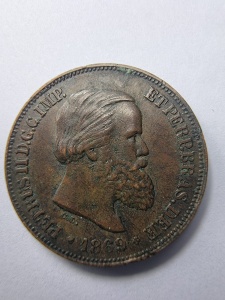 Brazilia – 10 Réis 1869 – Pedro II (Imperiul Braziliei) - Img 1