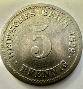 IMPERIUL GERMAN - WILHELM II - 5 PFENNING 1899