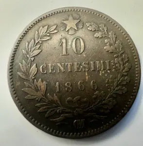 ITALIA - VITTORIO EMANUELE II - 10 CENTESIMI 1866 - Img 2