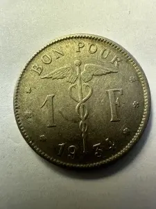 Moneda Belgia - Leopold III - “ Bun Pentru “ 1 Franc 1934