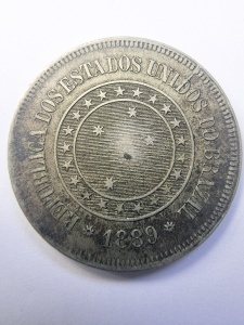 Moneda Brazilia - 100 Reis 1889 - Img 2