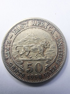 Moneda Coloniala Africa de Est - Elisabeth II - 50 Cents 1958