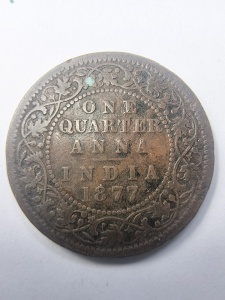 Moneda Coloniala - India Britanica - Victoria - Quarter Anna 1877