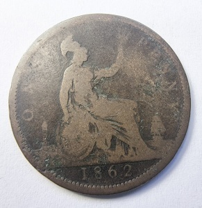 Moneda Regatul Unit - Victoria - 1 Penny 1862 - Img 2