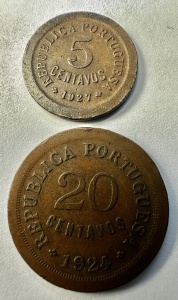 PORTUGALIA - 5/20 CENTAVOS ( 1924-1927 )