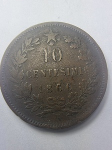 🇮🇹 10 Centesimi 1866 – Italia, Vittorio Emanuele II - Img 2