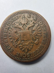 🪙 Monedă 1 Kreuzer 1851 – Imperiul Austriac – Franz Joseph I - Img 2