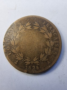 5 Centimes 1828 - Charles X - Moneda pentru Coloniile Franceze - Img 2
