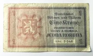Bancnota Istorica - Protectoratul Boemiei și Moraviei -1 Koruna 1940 - Img 2