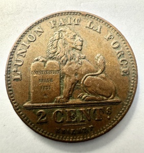 Moneda Belgia - Leopold II - 2 Cents 1902 - Img 2