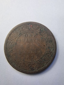 Moneda Coloniala - 1/4 Anna 1877 – India Britanică - Victoria - Img 2