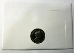 Plic FDC 2002 – Jubileul de Aur al Reginei Elisabeta a II-a – Insulele Falkland – Monedă 50 Pence + Timbru comemorativ - Img 2