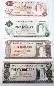 Set Bancnote - Guyana - 1/5/10/20 Dollars ( 1966-1992 )
