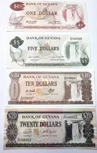 Set Bancnote - Guyana - 1/5/10/20 Dollars ( 1966-1992 )