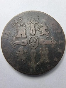Spania - 8 Maravedis 1844 - Isabel II - Img 2