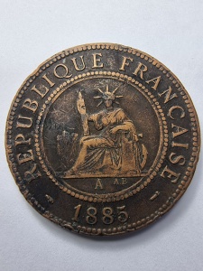 🪙 1 Centime 1885 – Indochina Franceză - Img 1
