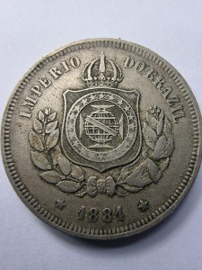 🪙 Brazilia Imperială – 100 Réis 1881 - Pedro II - Img 1