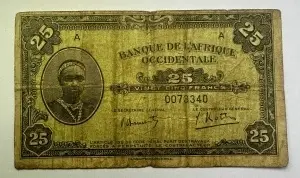 Bancnota Coloniala - Africa Occidentala Franceza - 25 Franci 1942