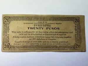 Bancnota Rara - Filipine 1944 – 20 Pesos – Mindanao Emergency Currency Board – WWII - Img 2