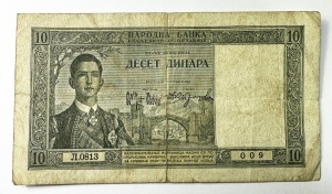 Bancnota Regatul Iugoslaviei - 10 Dinari 1939