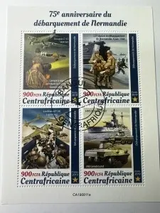 Bloc filatelic – 75 de ani de la Debarcarea din Normandia, Republica Centrafricană, 2019, 4 timbre