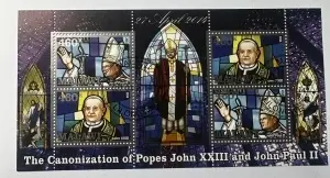 Bloc filatelic – Canonizarea Papei Ioan al XXIII-lea și Ioan Paul al II-lea - Republica Malawi, 2014