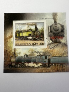 Bloc filatelic Guineea – Locomotive cu aburi