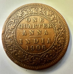 INDIA BRITANICA - EDWARD VII - ONE QUARTER ANNA 1906