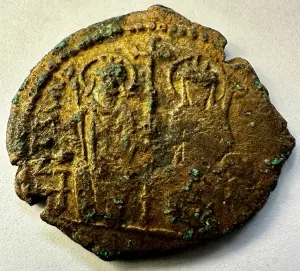 JUSTIN II and SOPHIA ( 565-578 AD ) - MONEDA ANTICA BIZANTINA