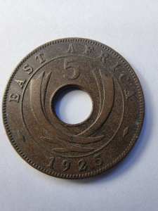 Moneda 5 Cents, East Africa, 1925 - Colonii Britanice