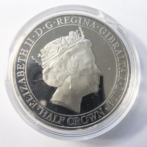 Monedă comemorativă Gibraltar 2021 – „Ultima monedă pre-zecimală britanică” (Farthing) - Half Crown - Img 2