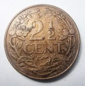 Moneda Curacao - Colonie Olandeza - Wilhemina - 2.5 Cent 1947 - Img 2