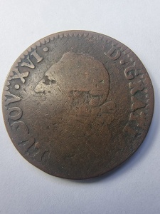 Monedă Franța – Louis XVI – 1 Sol (12 Deniers) – cca. 1774–1792 - Img 1